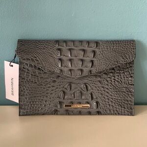 BRAHMIN authentic envelope clutch in beautiful Mallard Melbourne (gray).